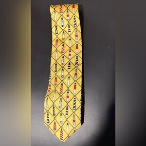 Vintage Alynn Necktie Sentinels Eric Holch 100% Silk USA Lighthouse Yellow